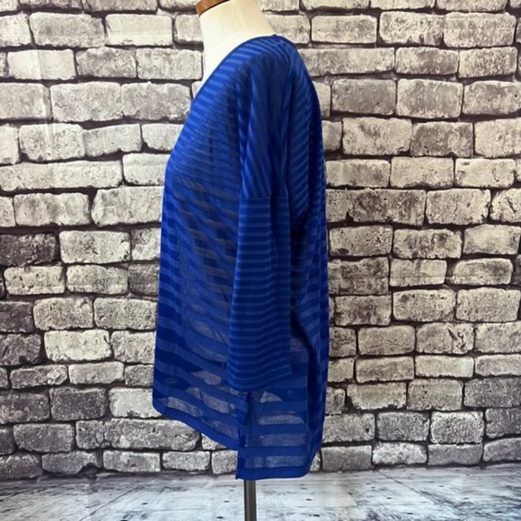 Chico's NWT Semi Sheer Blue 3/4 Sleeve Blouse Size Large - Picture 4 of 10